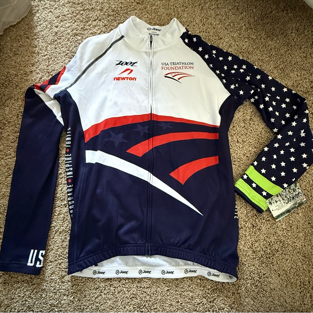 Zoot Men’s Triathlon Cycling Long Sleeve Zip Up Jersey Large